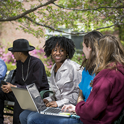 Students chatting outside