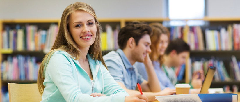 female student studying