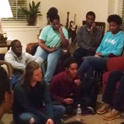 Students sitting in a circle while discussing current events