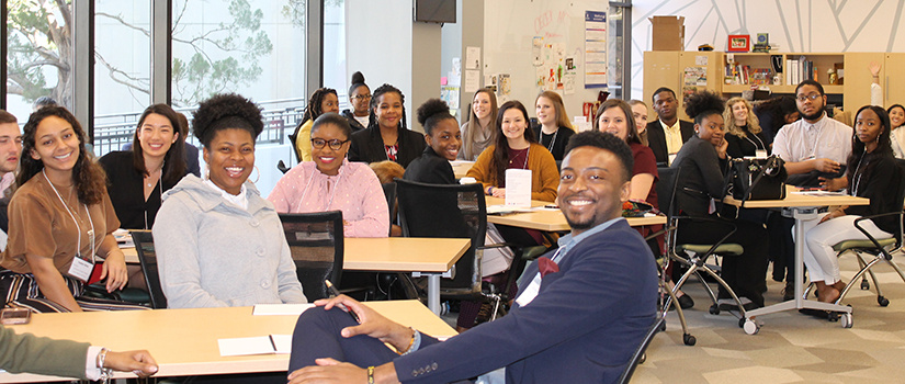 Students engaged in a leadership training in the Leadership and Service Center.