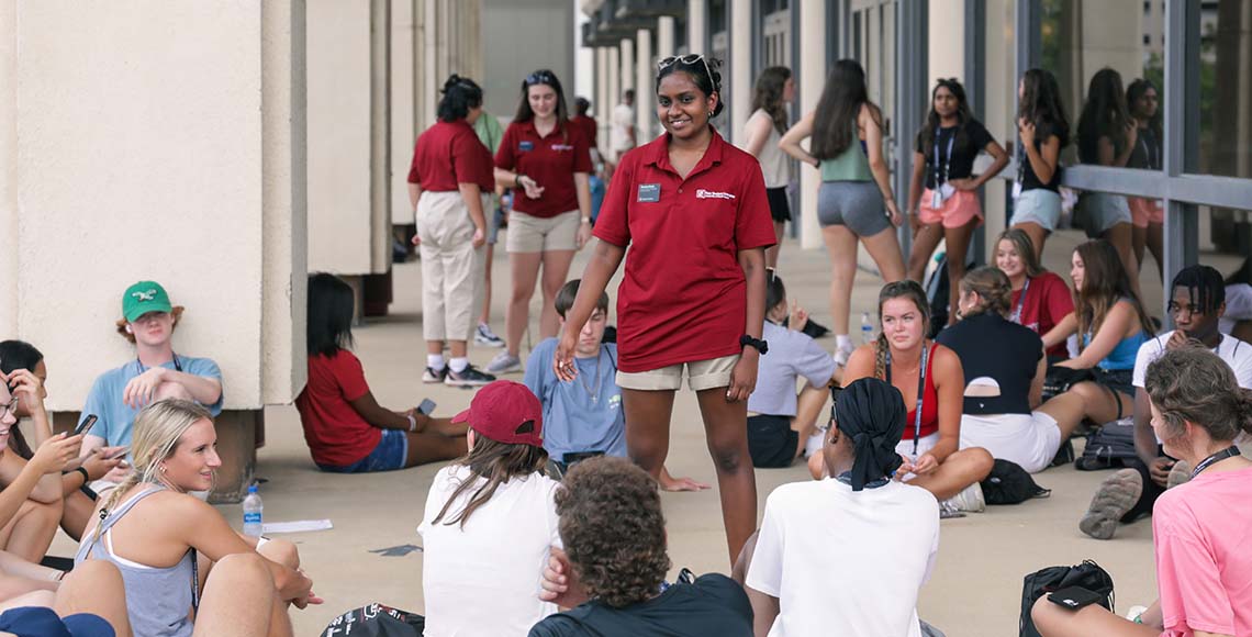 Orientation Leader Laughing