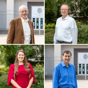 headshots of Drs. Dougal, Ginn, booth and Santi