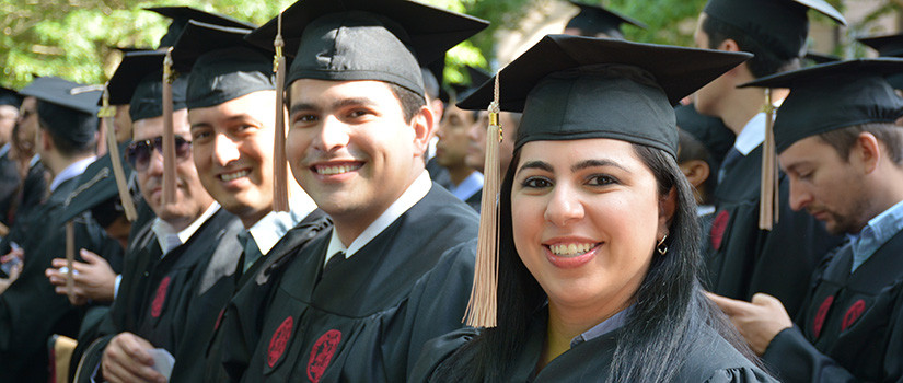 students at Moore School hooding ceremony on The Horseshoe at the USC-Columbia campus