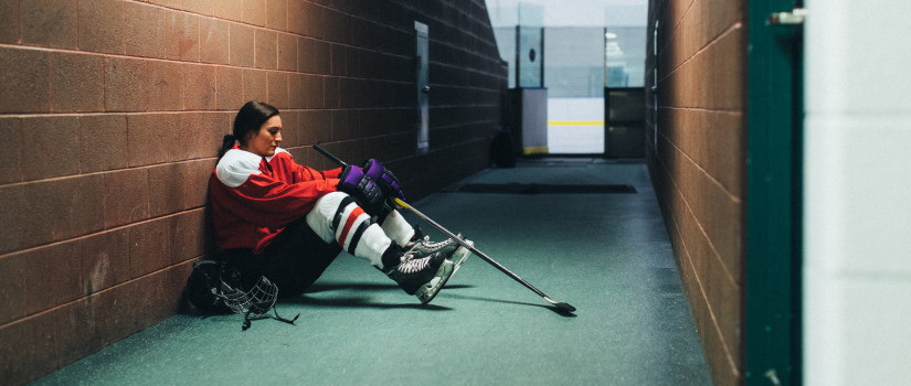 Hockey Player in Hallway