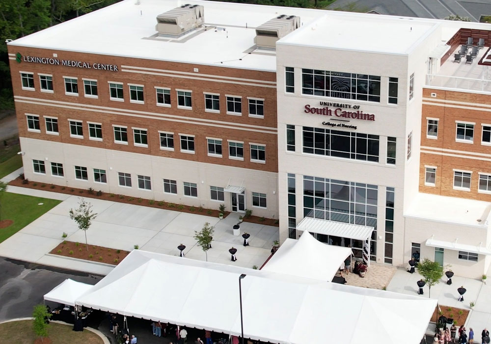 building with the words lexington medical center and university of south carolina college of nursing